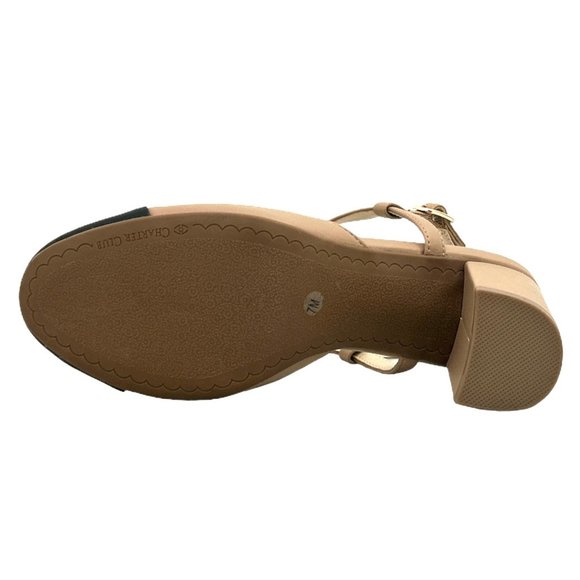 CHARTER CLUB DOTTII Nude/Black Round Toe Block Heels Size 7 Women's Pumps - Picture 7 of 8